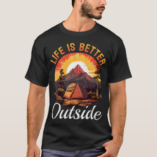 Camiseta A Vida na Tenda de Camping É Melhor ao Ar Livre