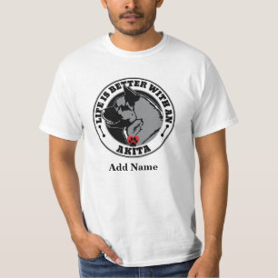 Camiseta A Vida Personalizada De Akita É Melhor Com Um Cã