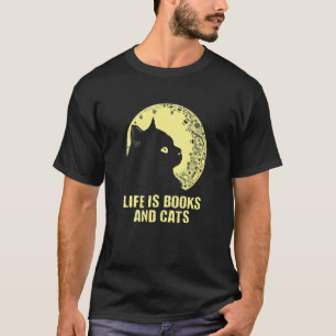 Camiseta A Vida São Livros E Gatos Livro Gato Mãe Livro Min