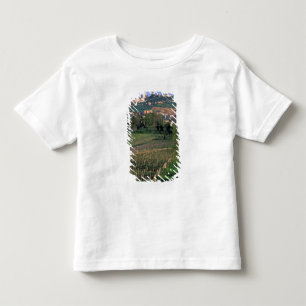 Camiseta A vila de San Gimignano fica nas colinas ondulante
