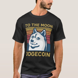 Camiseta À Vintagem De Vintagem Do CÃES Dogecoin À Lua