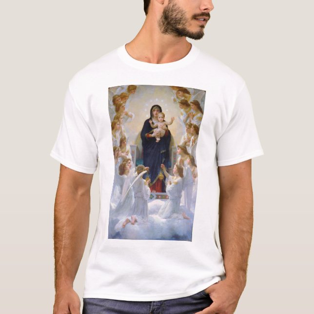 Camiseta A Virgem com Anjos, Bouguereau (Frente)