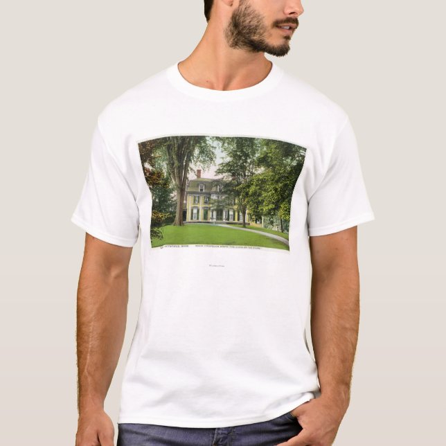 Camiseta A vista do outeiro do olmo, Longfellow residiu (Frente)