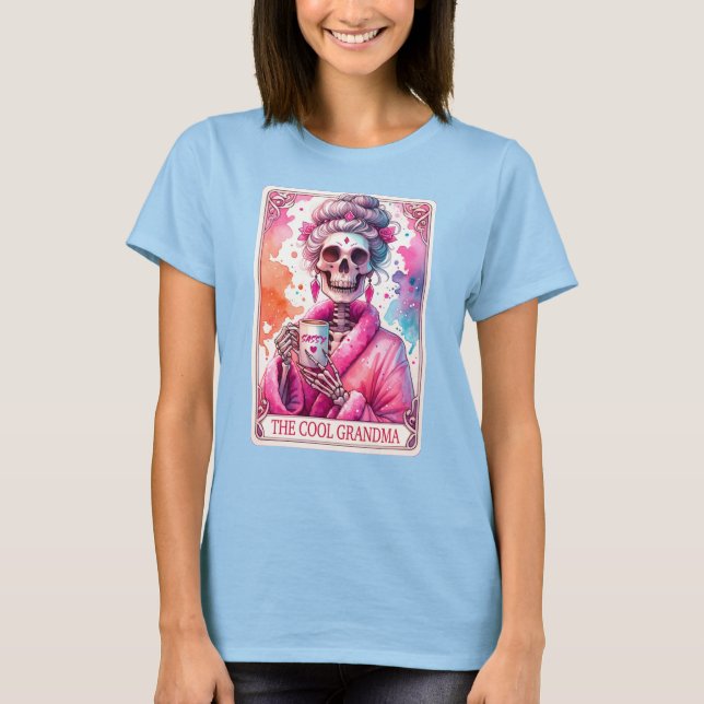 Camiseta A vovó Legal Tarot Card Engraçado Skeleton (Frente)