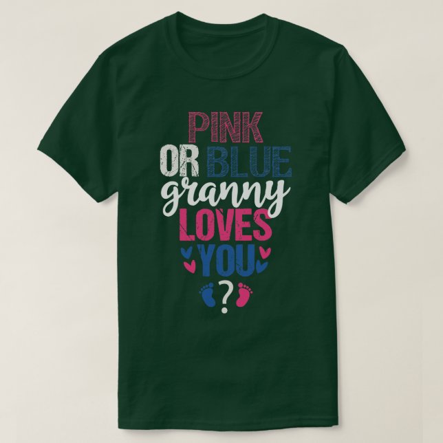 Camiseta A vovó rosa ou azul ama você (Frente do Design)