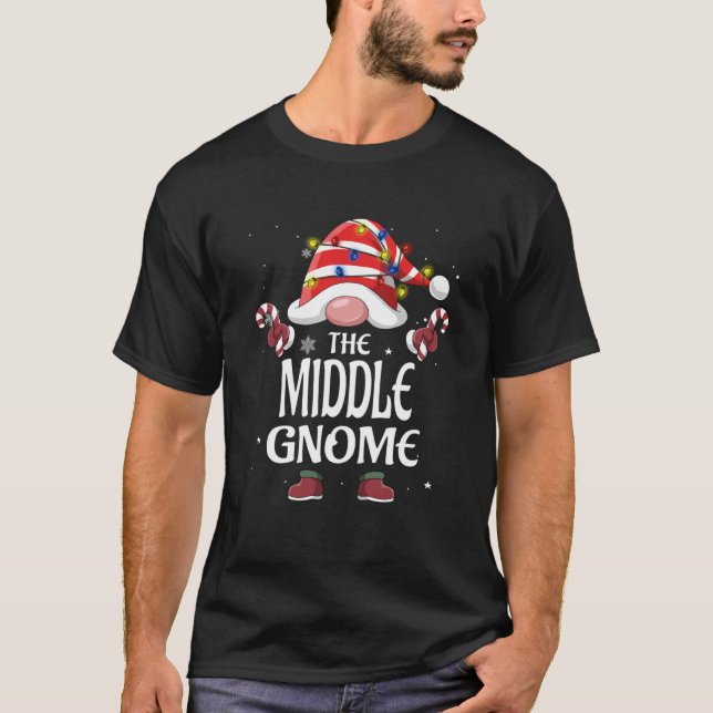 Camiseta A Xadrez de Búfalos de Nuvens do Médio Gnomo (Frente)