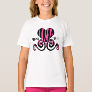 Camiseta A zebra feminino bonito do rosa preto e quente