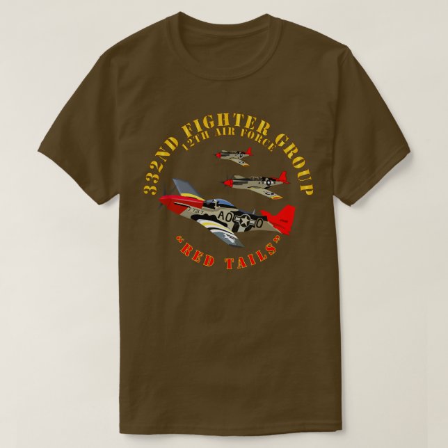 Camiseta AAC 332nd Fighter Group 12 AF Red Tails (Frente do Design)