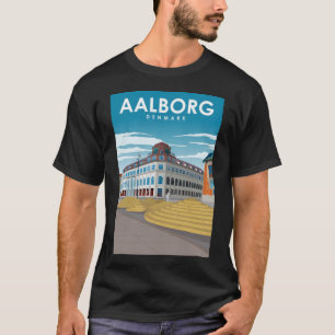 Camiseta Aalborg Denmark Vintage Minimale Retro Viagem Post