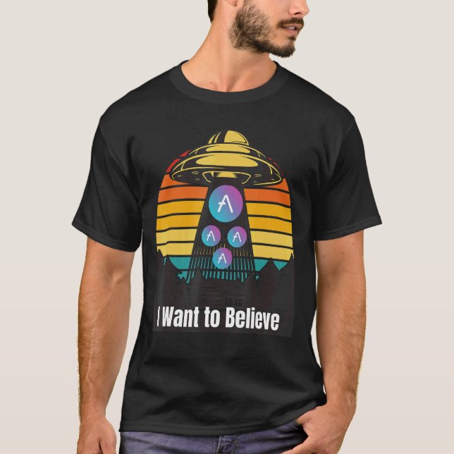 Camiseta Aave Ufo Encontra Retro Sunset Blockchain Eth Cry (Frente)