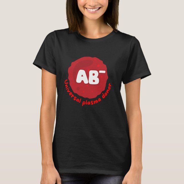 Camiseta AB-, doador universal de plasma, doador de sangue (Frente)