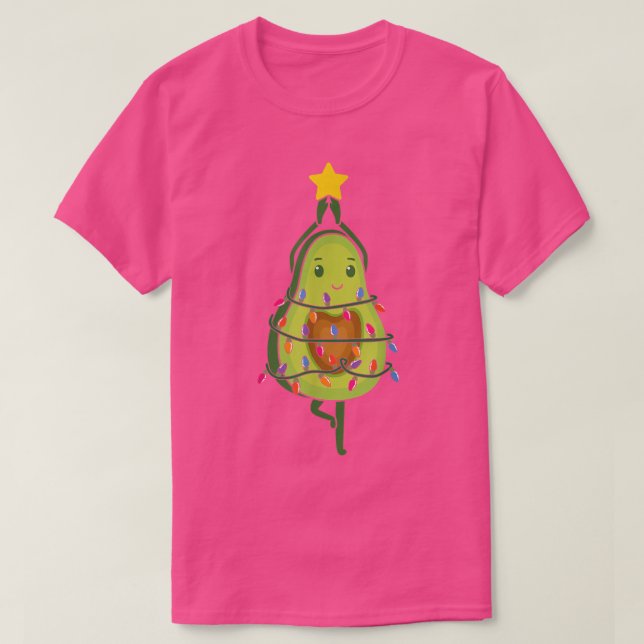 Camiseta Abacate Árvore de Natal Luz Xmas Custo Vegetal (Frente do Design)