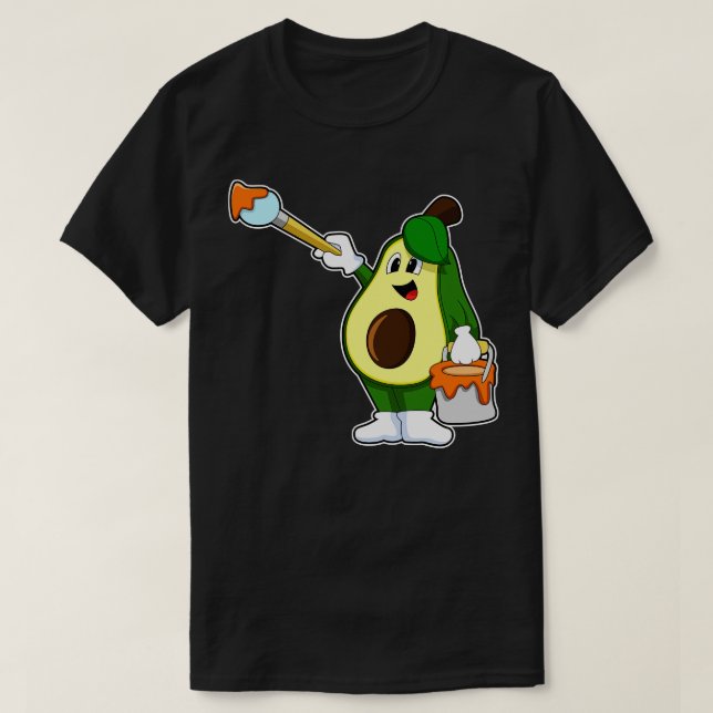 Camiseta Abacate como Pintor com Pincel (Frente do Design)