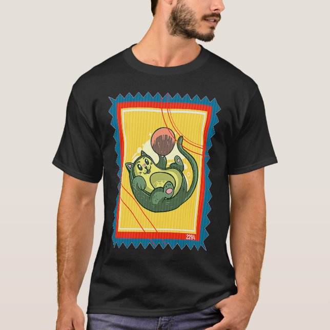 Camiseta Abacate de Gato Legume Selo Postal (Frente)
