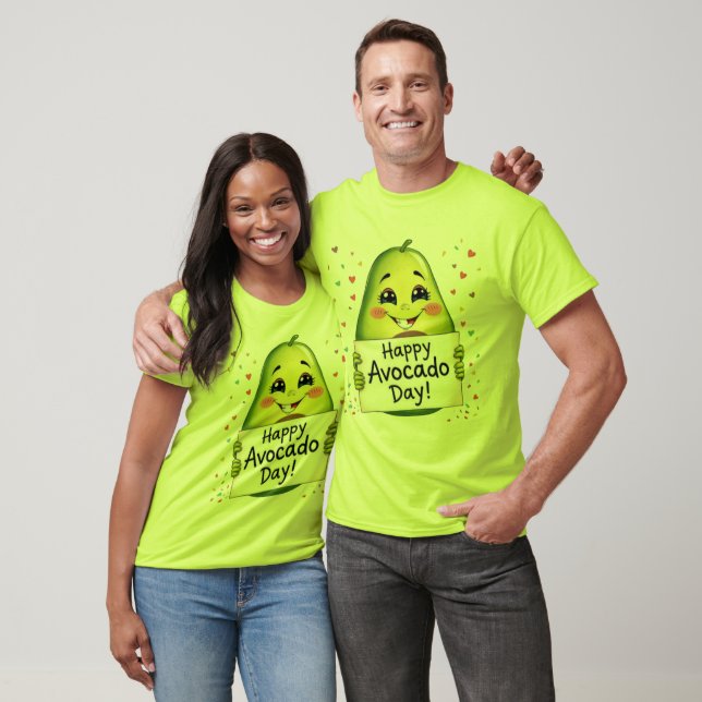 Camiseta Abacate Fofo com Corações – Arte de Comida Kawaii (Unissex)