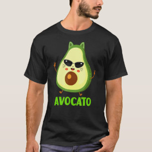 Camiseta Abacate Gatinho Fofo Abacate Vegan Jovem Gatinho