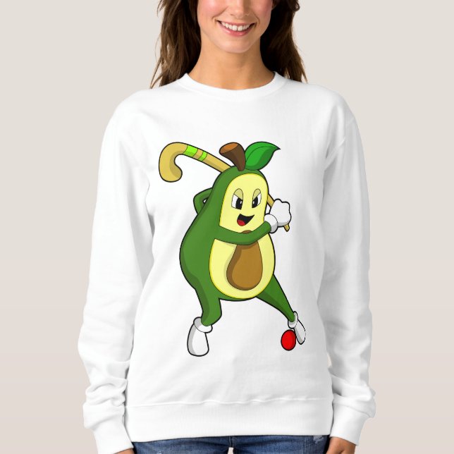 Camiseta Abacate no hóquei com taco de hóquei (Frente)