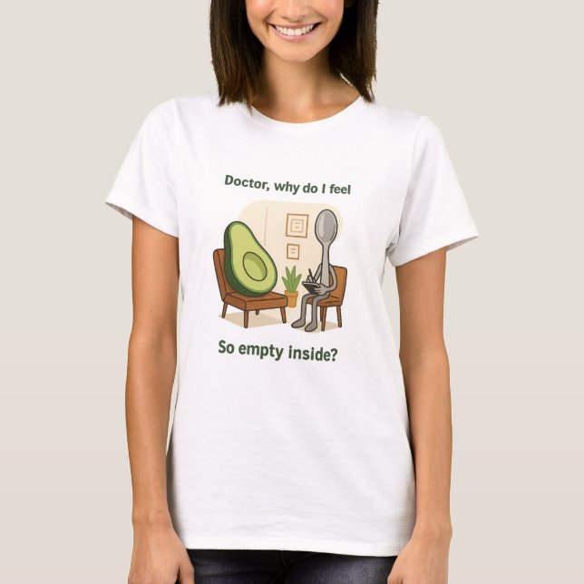Camiseta Abacate Procura Ajuda de Terapeuta Colher (Frente)
