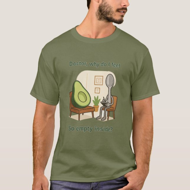 Camiseta Abacate Procura Ajuda de Terapeuta Colher (Frente)