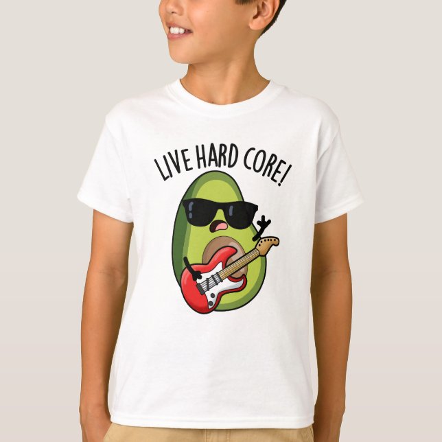 Camiseta Abacate Rock Pun divertido Hard Core ao Vivo  (Frente)