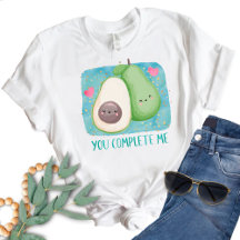 Abacate Você Me Completa Amor Kawaii Aquarela T-