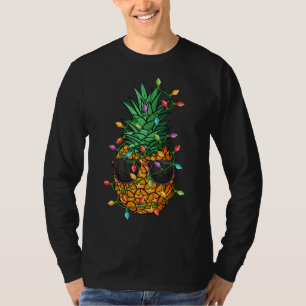 Camiseta Abacaxi Árvore de Natal Luzes de sol Engraçado X