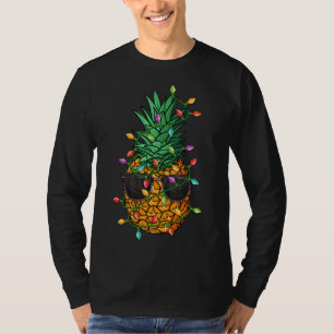 Camiseta Abacaxi Árvore de Natal Luzes de sol Engraçado X