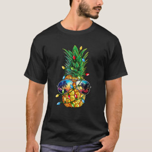 Camiseta Abacaxi Árvore de Natal Luzes Xmas Homens Sunglass
