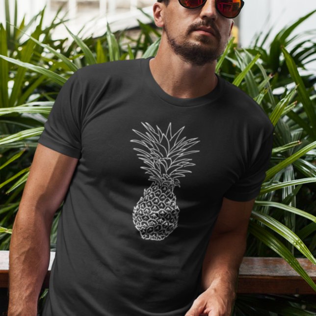 Camiseta Abacaxi Branco Contorno Preto Tropical (Criador carregado)