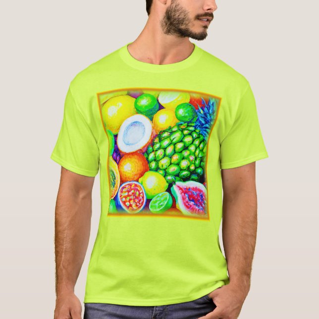 Camiseta Abacaxi e Frutas tropicais. Comprar Agora (Frente)