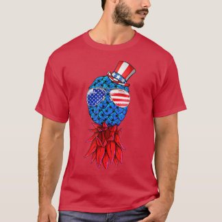 Camiseta Abacaxi em cima para baixo Bandeira Americana Ócul
