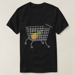 Camiseta Abacaxi Engraçado no Design do Carrinho de Compras