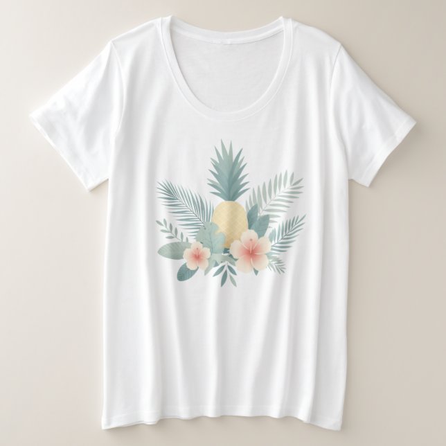 Camiseta Abacaxi floral e havaiano (Frente do Design)