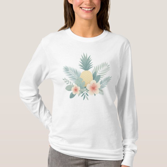 Camiseta Abacaxi floral e havaiano (Frente)