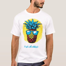 Camiseta Abacaxi no estilo pop, em óculos escuros azuis