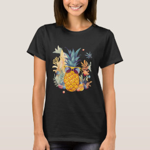 Camiseta Abacaxi Óculos de sol Praia Flor de Vacinação Hava