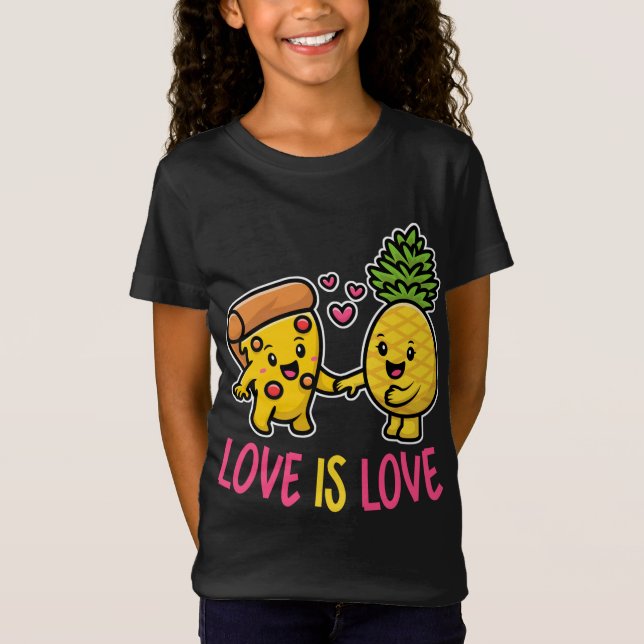 Camiseta Abacaxi Pertence À Pizza Engraçado Comida Amor É A (Frente)