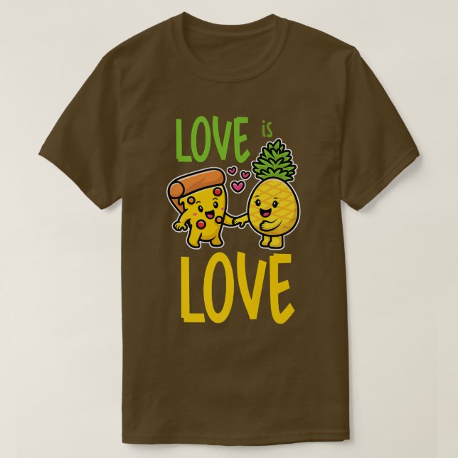 Camiseta Abacaxi Pertence À Pizza Engraçado Comida Amor É A (Frente do Design)