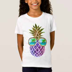 Camiseta Abacaxi rosa roxo tropical