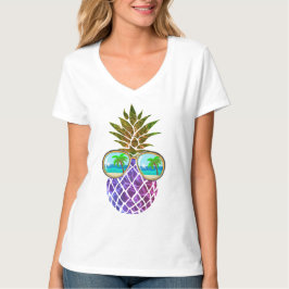 Camiseta Abacaxi roxo rosa tropical