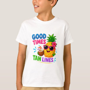Camiseta 🍍 Abacaxi Tropical de Verão para Crianças na Prai