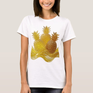 Camiseta Abacaxis Dourados LEGAIS COM ONDAS DE OURO LÍQUIDO