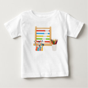 Camiseta Abacus Colorido com Lápis e Pincéis de Tinta - Cri
