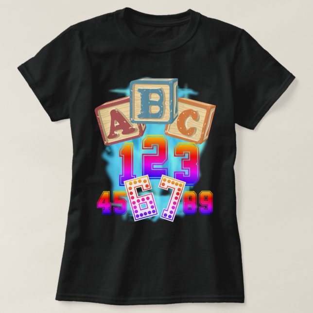 Camiseta ABC 123 67 Teacher  (Frente do Design)