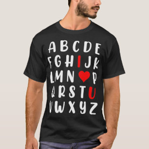 Camiseta Abc Alphabet Eu Te Amo Dias de os namorados De Pro