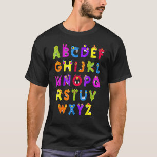 Camiseta Abc Cute Monster Alphabet Halloween Professor Cost