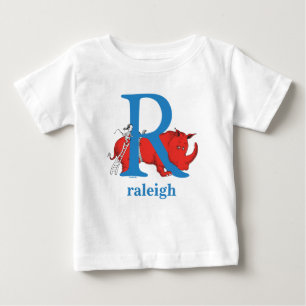 Camiseta ABC do Dr. Seuss: Letra R - Azul Adicione seu no