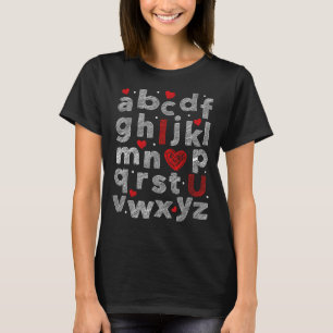 Camiseta ABC I Love You Dia de os namorados Alphabet Slogan
