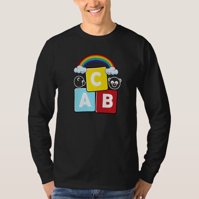 Camiseta Abc Letters  Back To School Student Teacher Pandas (Frente)