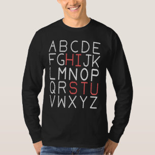 Camiseta ABC Olá Estudante Alfabeto De Volta à Escola Pré K